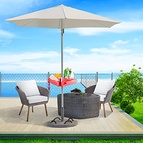 Keten 16" Beach Umbrella Table Tray with 4 Cup Holders, 4 Snack Compartments, 4 Sunglasses Holes, 4 Phone Slots, Umbrella Table for Beach, Patio, Garden, Swimming Pool