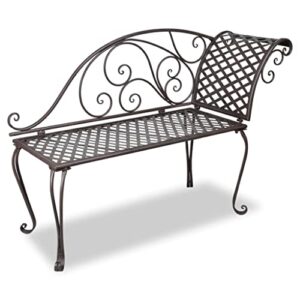 vidaxl patio chaise lounge garden ourdoor lawn backyard bench seating seat home furniture home brown metal antique scroll-patterned