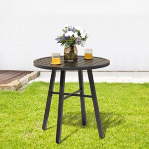 nuu garden 28” round patio table metal outdoor dining table for balcony bistro porch black