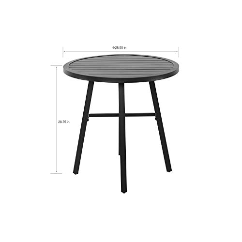 Nuu Garden 28'' Round Patio Table Metal Outdoor Dining Table for Balcony Bistro Porch Black