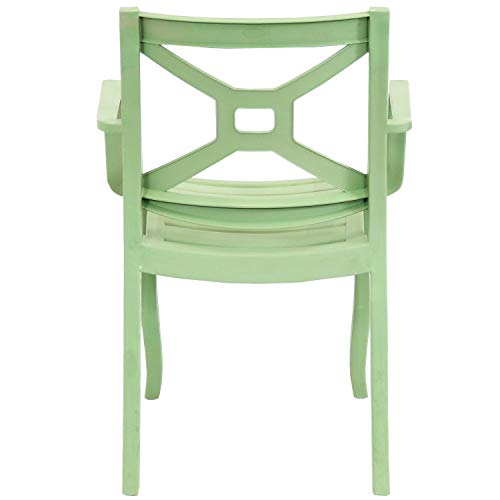 Sunnydaze Tristana Plastic Outdoor Patio Arm Chair - Set of 2 - Outdoor Furniture for Porch, Deck, Balcony, Lawn, Backyard, Garden and Sunroom - Stackable Seating - Green