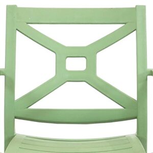 Sunnydaze Tristana Plastic Outdoor Patio Arm Chair - Set of 2 - Outdoor Furniture for Porch, Deck, Balcony, Lawn, Backyard, Garden and Sunroom - Stackable Seating - Green