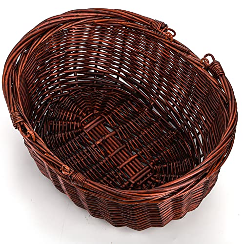 Dicunoy Wicker Picnic Basket with Handle, Large Empty Gift Basket to Fill, Open Top Market Harvest Baskets for Garden, Fruit, Candy, Wine, Egg Gathering, Wedding, Vegetables