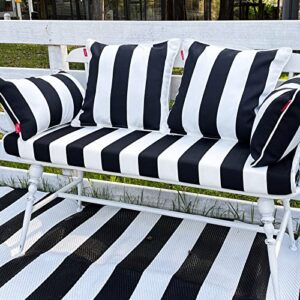 Pcinfuns Bench Cushion for Outdoor Furniture,Ultra Durable Patio Furniture Chair Pads,Swing Cushions with Ties,Sofa Garden Replacement Loveseat Cushion,Black White,45" x 18"