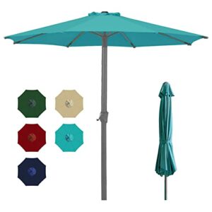 oasishade 9ft patio umbrella with ventilation, 10-year non-fading top, and uv protection – waterproof outdoor table market umbrellas with 8 sturdy ribs for garden, deck, and backyard – sky blue