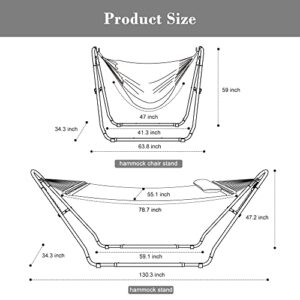 SUNCREAT 2-in-1 Convertible Hammock and Stand, Stand Alone Hammock for Backyard, Patio, Garden, Patent Pending, Navy Blue