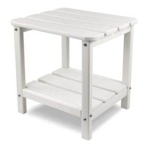realife outdoor adirondack side table, rectangular end table for patio, garden, porch and indoor, white