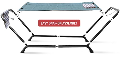 Sorbus Cozy Hammock Bed- Patio Hammock with Stand w/Pillow and Storage Pockets- Heavy Duty 500lbs Support- Durable Outdoor Hammock- For Patio, Garden, Backyard, Poolside- Weather Resistant Outdoor Bed