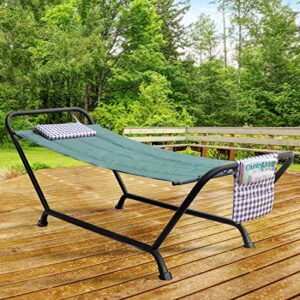 Sorbus Cozy Hammock Bed- Patio Hammock with Stand w/Pillow and Storage Pockets- Heavy Duty 500lbs Support- Durable Outdoor Hammock- For Patio, Garden, Backyard, Poolside- Weather Resistant Outdoor Bed