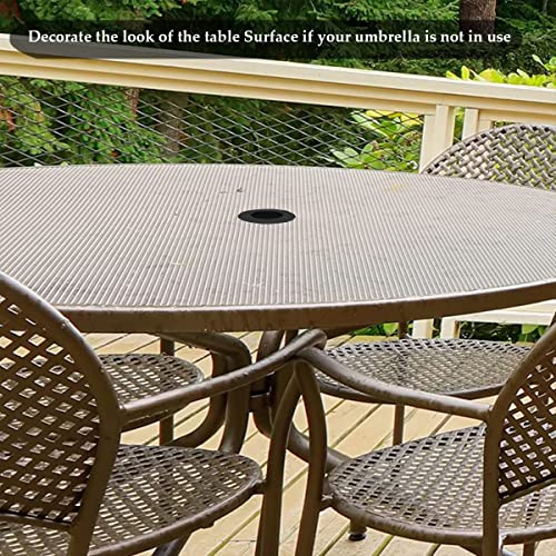 EHIOG Patio Table Umbrella Hole Ring and Cap Set, 2 Inch Silicone Transparent Umbrella Hole Ring Plug and Cap Set for Outdoor Patio Garden Beach Table Umbrella Plug (Black - 2 Set)