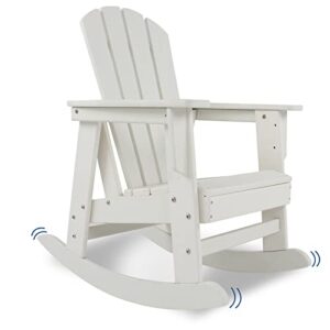 pizato kids adirondack chair, recyclable durable hdpe composite adirondack chairs weather resistant adirondack rocking chair fire pit chairs for patio backyard garden, white