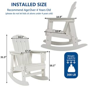 PIZATO Kids Adirondack Chair, Recyclable Durable HDPE Composite Adirondack Chairs Weather Resistant Adirondack Rocking Chair Fire Pit Chairs for Patio Backyard Garden, White