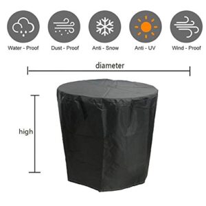 QIAOH Garden Furniture Covers Round 128x38in, Garden Table Cover, 420D Heavy Duty Protection Waterproof Windproof Weatherproof & Anti-UV Outdoor Patio Circular Table Cover, Patio Furniture Cover