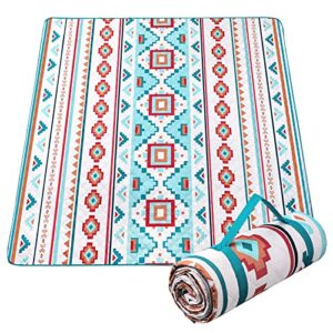zylifemagic extra large outdoor picnic blankets waterproof, for the beach, camping travelling on the grass, park blanket, rolling up packaging，portable carring, 79″ x 79″ picnic mat – aksu style