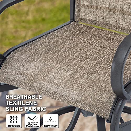 VONZOY Patio Swivel Chairs Set of 2, High Back Outdoor Dining Chair with Textilene Mesh Fabric for Lawn Garden Backyard