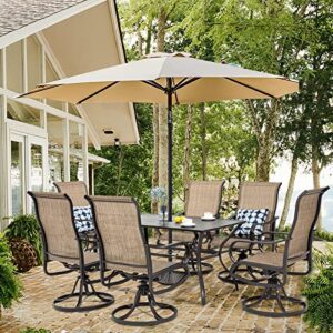 VONZOY Patio Swivel Chairs Set of 2, High Back Outdoor Dining Chair with Textilene Mesh Fabric for Lawn Garden Backyard