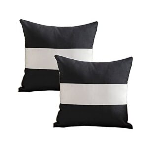 outdoor throw pillow covers decorative for patio furniture geomtric farmhouse cushion cases 18 x 18 inch, set of 2, black