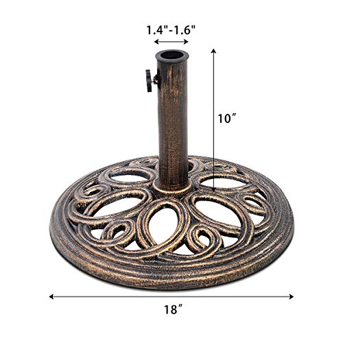 Giantex 18" Round Umbrella Base Stand 23Lbs Cast Iron Market Patio Outdoor Deck Porch Lawn Garden Heavy Duty Patio Umbrella Base Stand