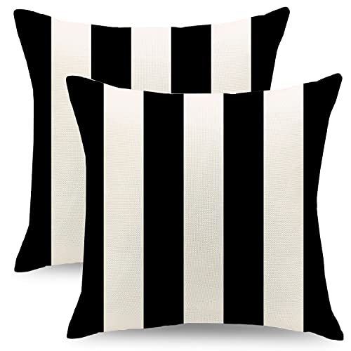 Alonar Outdoor Pillow Covers Set of 2 Farmhouse Decorative Throw Pillows Covers 18x18 inch Black and White Cushion Case Home Decor for Living Room Couch Chair Sofa Home Decor