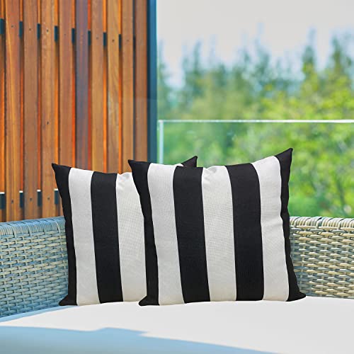 Alonar Outdoor Pillow Covers Set of 2 Farmhouse Decorative Throw Pillows Covers 18x18 inch Black and White Cushion Case Home Decor for Living Room Couch Chair Sofa Home Decor