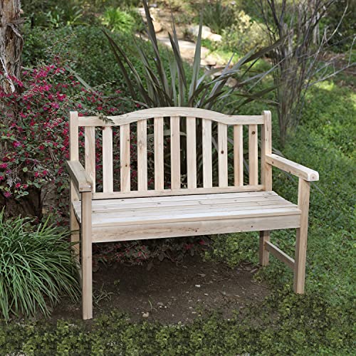 Shine Company 4212N Belfort II Wooden Outdoor Patio Garden Bench, Natural
