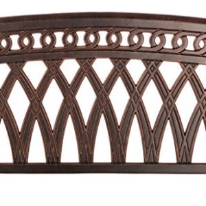 Patio Sense 62441 Simone Cast Aluminum Patio Bench Heavy Duty Rust Free Metal Construction Front Porch, Backyard, Lawn, Garden, Pool, Deck, Outdoors - Antique Bronze Finish