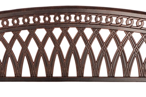 Patio Sense 62441 Simone Cast Aluminum Patio Bench Heavy Duty Rust Free Metal Construction Front Porch, Backyard, Lawn, Garden, Pool, Deck, Outdoors - Antique Bronze Finish