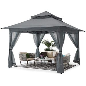 abccanopy pop up gazebo 13×13 – outdoor canopy tent with mosquito netting for patio garden backyard(gray)