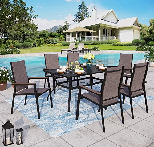 Sophia & William Patio Dining Set 7 Pieces Patio Furniture Aluminium Patio Dining Chairs Stackable with 60" x 38" Patio Dining Table for Outdoor Garden Lawn Pool for All Weather