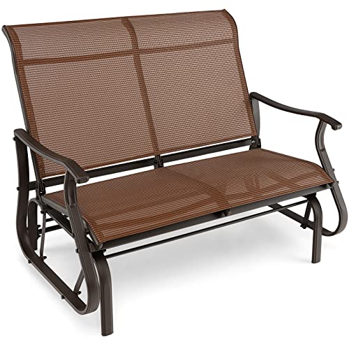 Giantex Outdoor Glider Bench Chair - Extra-Large 2 Person Loveseat with Breathable Fabric, Steel Frame, 660lbs Weight Capacity Swing Chair for Lawn, Yard, Poolside, Garden, Patio Swing Glider Chair