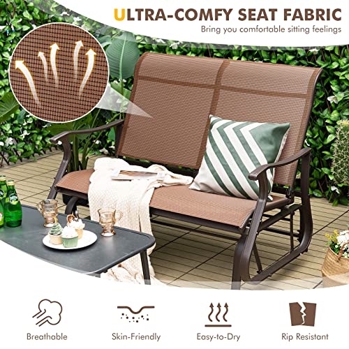 Giantex Outdoor Glider Bench Chair - Extra-Large 2 Person Loveseat with Breathable Fabric, Steel Frame, 660lbs Weight Capacity Swing Chair for Lawn, Yard, Poolside, Garden, Patio Swing Glider Chair