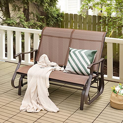 Giantex Outdoor Glider Bench Chair - Extra-Large 2 Person Loveseat with Breathable Fabric, Steel Frame, 660lbs Weight Capacity Swing Chair for Lawn, Yard, Poolside, Garden, Patio Swing Glider Chair