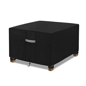 dokon square patio ottoman cover with air vents, waterproof, anti-fading, uv resistant heavy duty 600d oxford fabric patio side table cover, outdoor furniture cover (28″l x 28″w x 17″h) – black