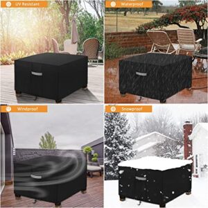 Dokon Square Patio Ottoman Cover with Air Vents, Waterproof, Anti-Fading, UV Resistant Heavy Duty 600D Oxford Fabric Patio Side Table Cover, Outdoor Furniture Cover (28"L x 28"W x 17"H) - Black