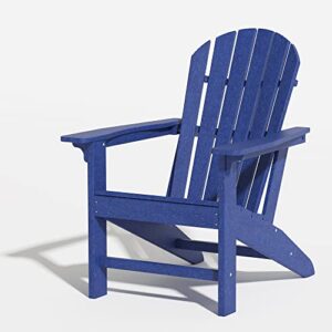 a-eco living adirondack chair, patio seating outdoor chair, hdpe all-weather lifetime outside furniture for patio, garden, fire pit, deck, porch, poolside, balcony, beach, yard, lawn, navy
