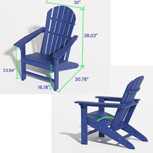 A-ECO LIVING Adirondack Chair, Patio Seating Outdoor Chair, HDPE All-Weather Lifetime Outside Furniture for Patio, Garden, Fire Pit, Deck, Porch, Poolside, Balcony, Beach, Yard, Lawn, Navy