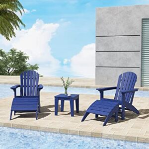 A-ECO LIVING Adirondack Chair, Patio Seating Outdoor Chair, HDPE All-Weather Lifetime Outside Furniture for Patio, Garden, Fire Pit, Deck, Porch, Poolside, Balcony, Beach, Yard, Lawn, Navy