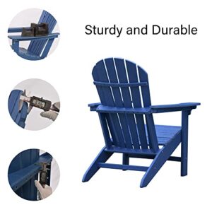 A-ECO LIVING Adirondack Chair, Patio Seating Outdoor Chair, HDPE All-Weather Lifetime Outside Furniture for Patio, Garden, Fire Pit, Deck, Porch, Poolside, Balcony, Beach, Yard, Lawn, Navy