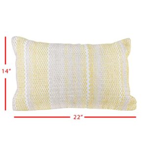 Foreside Home & Garden Yellow & Gray 14X22 Hand Woven Filled Outdoor Pillow