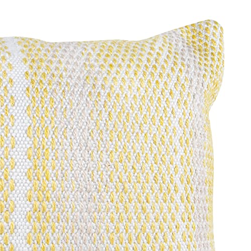 Foreside Home & Garden Yellow & Gray 14X22 Hand Woven Filled Outdoor Pillow