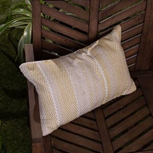 Foreside Home & Garden Yellow & Gray 14X22 Hand Woven Filled Outdoor Pillow