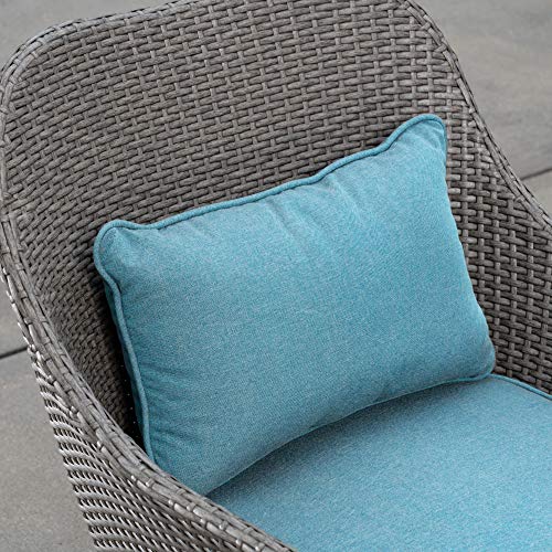 Royal Garden Patio Set - 4 Piece Patio Set - Deep Seating Wicker Outdoor Patio Set - Waikiki Collection - Conversation Set Patio Furniture - Grey/Teal