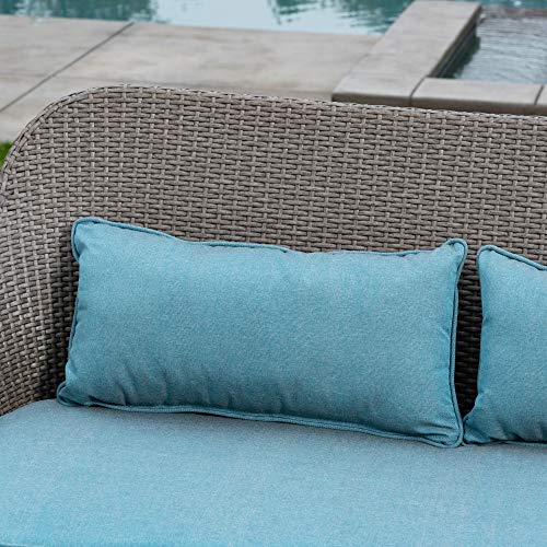 Royal Garden Patio Set - 4 Piece Patio Set - Deep Seating Wicker Outdoor Patio Set - Waikiki Collection - Conversation Set Patio Furniture - Grey/Teal