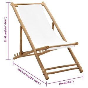 vidaXL Patio Deck Chair Bamboo Folding Garden Garden Reclining Sunlounger