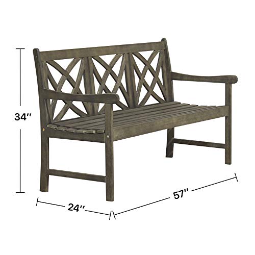 Vifah Renaissance Outdoor Patio 5-Foot Hand-Scraped Wood Garden Bench