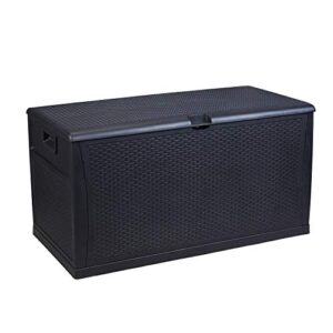wonlink wicker storage trunk, patio storage box,120 gallon deck box outdoor storage container for patio furniture cushions and garden tools