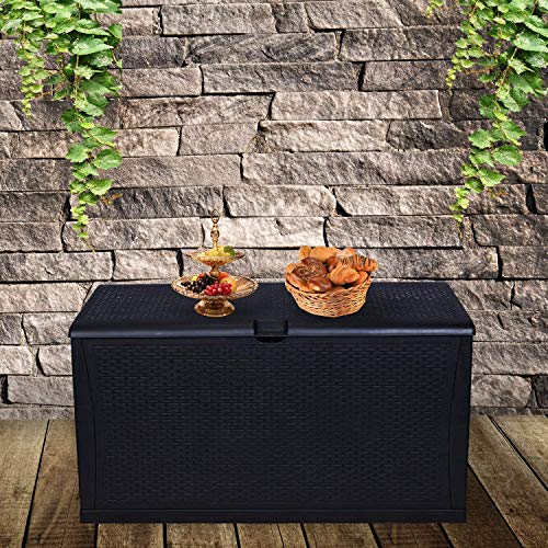 Wonlink Wicker Storage Trunk, Patio Storage Box,120 Gallon Deck Box Outdoor Storage Container for Patio Furniture Cushions and Garden Tools