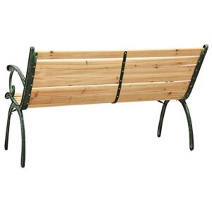 Tidyard Garden Bench Wood Seat Iron Frame Patio Porch Chair Outdoor Bench for Backyard, Balcony, Park, Lawn Furniture 48.4 x 21.3 x 30.3 Inches (W x D x H)