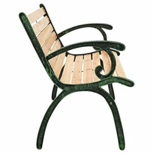 Tidyard Garden Bench Wood Seat Iron Frame Patio Porch Chair Outdoor Bench for Backyard, Balcony, Park, Lawn Furniture 48.4 x 21.3 x 30.3 Inches (W x D x H)