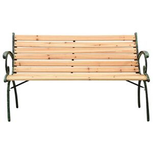 Tidyard Garden Bench Wood Seat Iron Frame Patio Porch Chair Outdoor Bench for Backyard, Balcony, Park, Lawn Furniture 48.4 x 21.3 x 30.3 Inches (W x D x H)